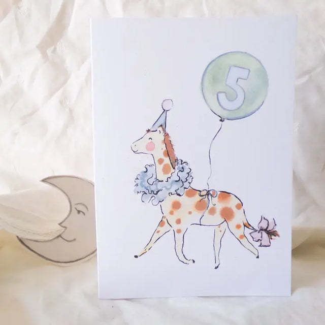 Age 5 Party Giraffe Card