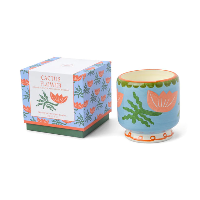 Cactus Flower Ceramic Candle