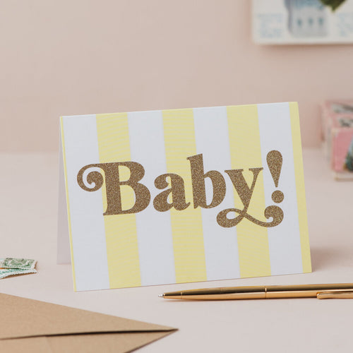Baby Yellow Glitter Card