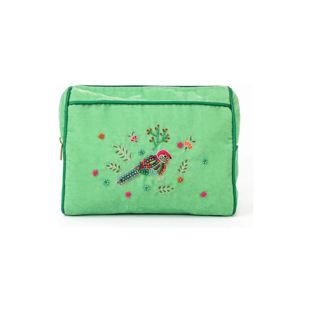 Beaded Folk Bird Make Up Bag