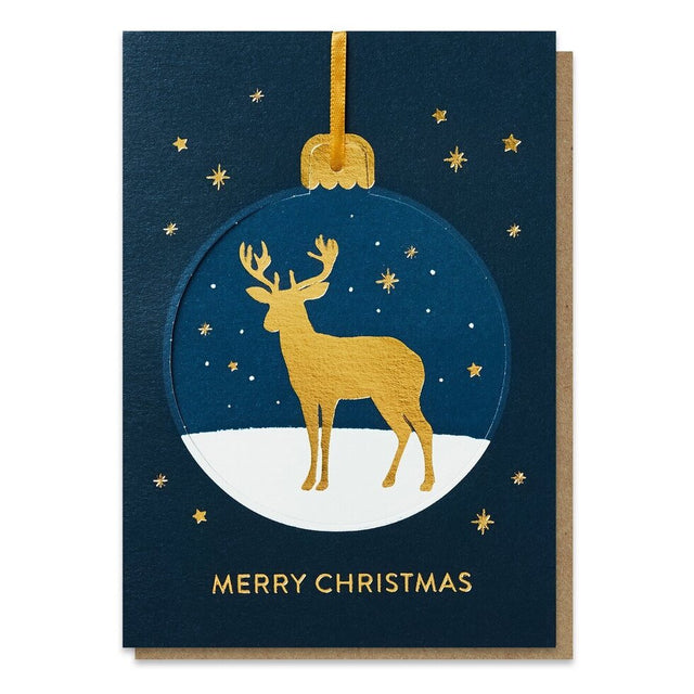 Golden Deer Bauble Pop Out Card