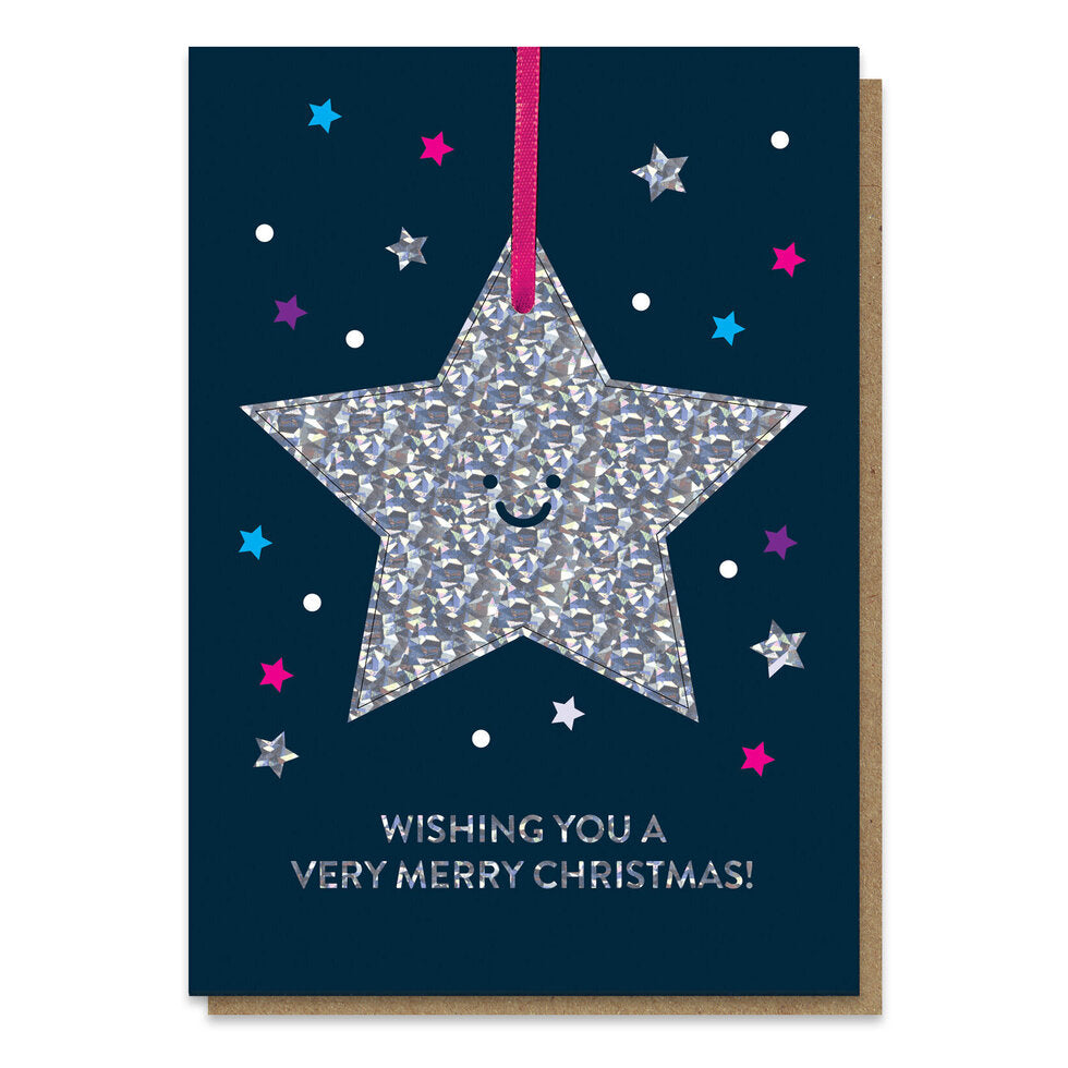 Silver Star Pop Out Bauble Card