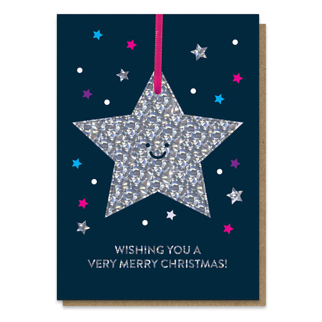 Silver Star Pop Out Bauble Card