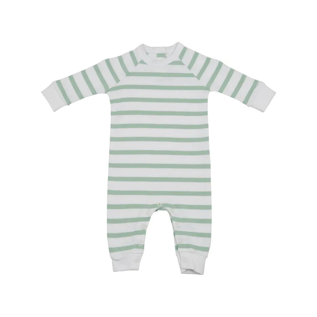 Seafoam & White Breton Striped All-in-One