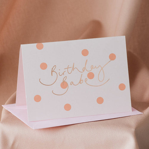 Birthday Babe Peach Polka Dot Card
