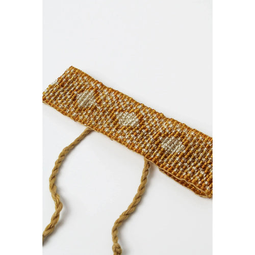 White & Bronze Cuff Beaded Bracelet