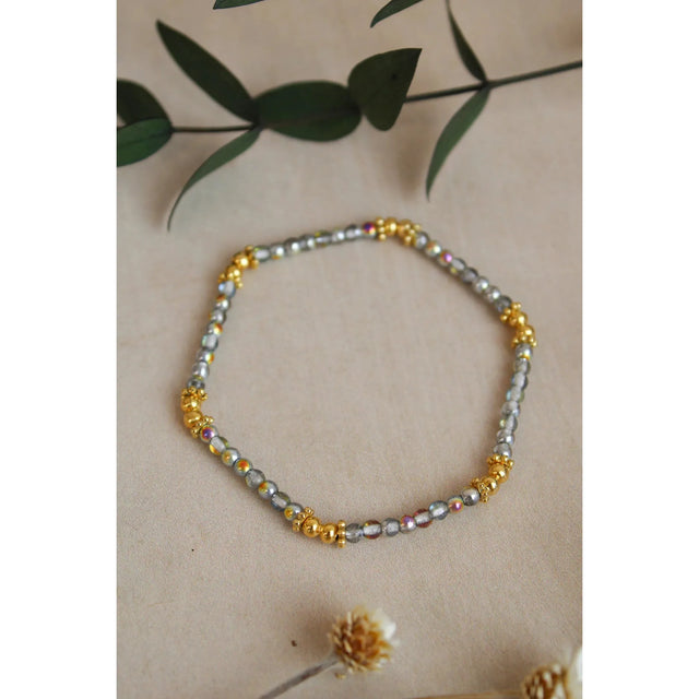 Beaded Gold & Grey Bracelet