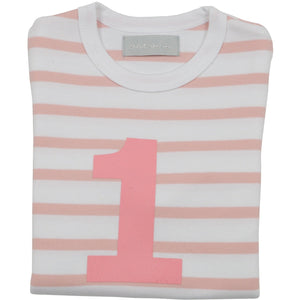Dusty Pink & White Breton Striped Number T Shirts