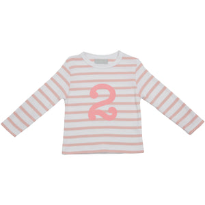 Dusty Pink & White Breton Striped Number T Shirts