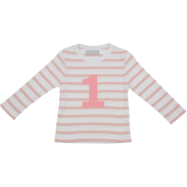 Dusty Pink & White Breton Striped Number T Shirts