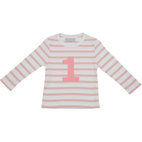 Dusty Pink & White Breton Striped Number T Shirts