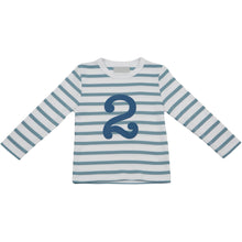 Load image into Gallery viewer, Blue &amp; White Breton Striped Number T Shirts