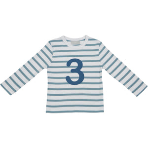 Blue & White Breton Striped Number T Shirts