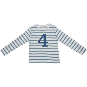 Blue & White Breton Striped Number T Shirts