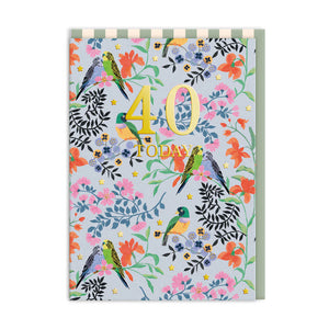 Age 40 Floral Birthday Card
