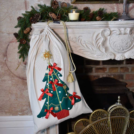 Christmas Tree Embroidered Sack