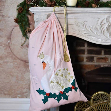 Swan Embroidered Sack