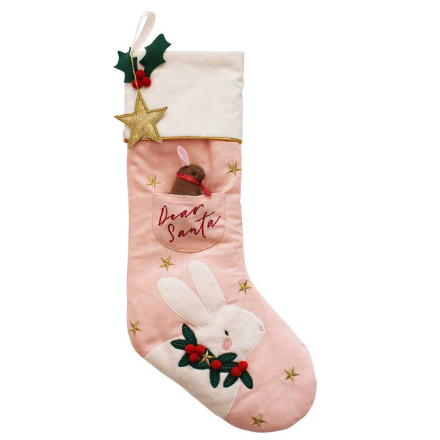 Pink Rabbit Christmas Stocking