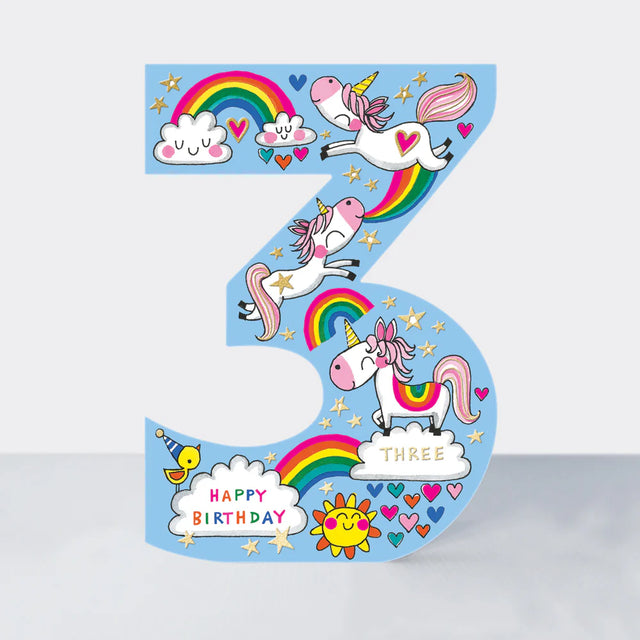 Age 3 Unicorns Card