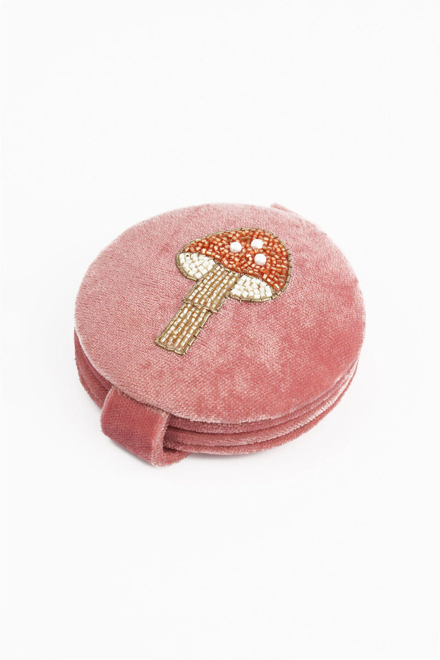 Beaded Mushroom Pocket Mirror