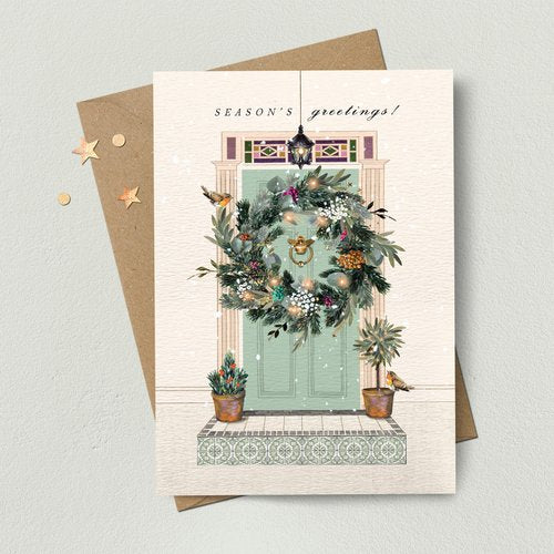 Christmas Door Wreath Card