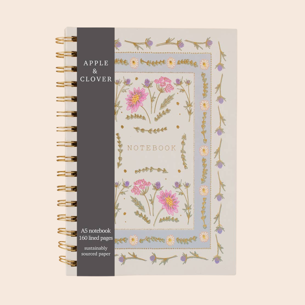 Floral Border Notebook Journal Cream