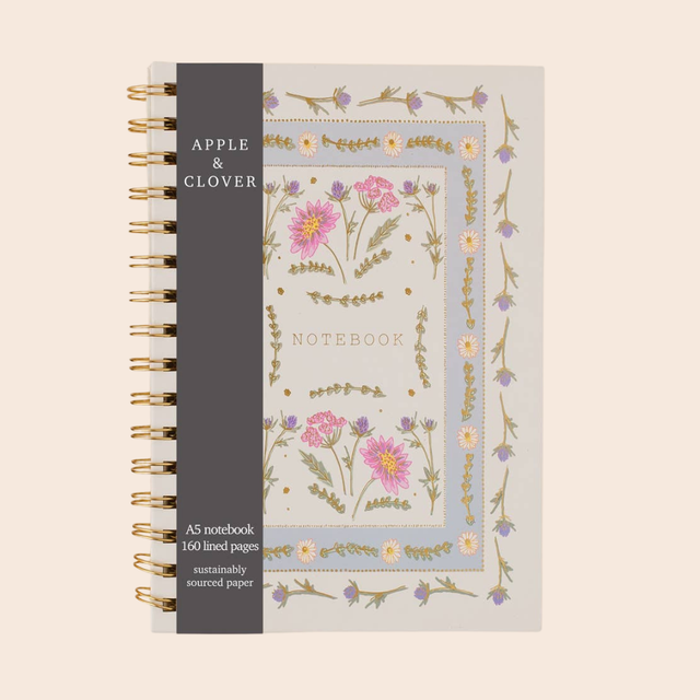 Floral Border Notebook Journal Cream
