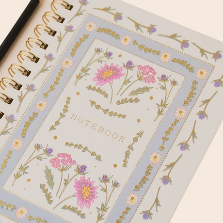 Floral Border Notebook Journal Cream