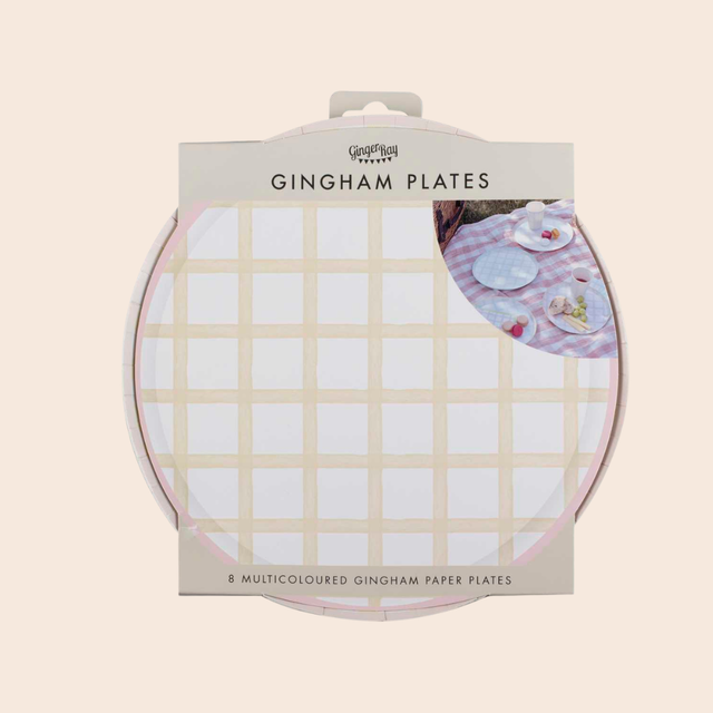 Pastel Gingham Paper Plates