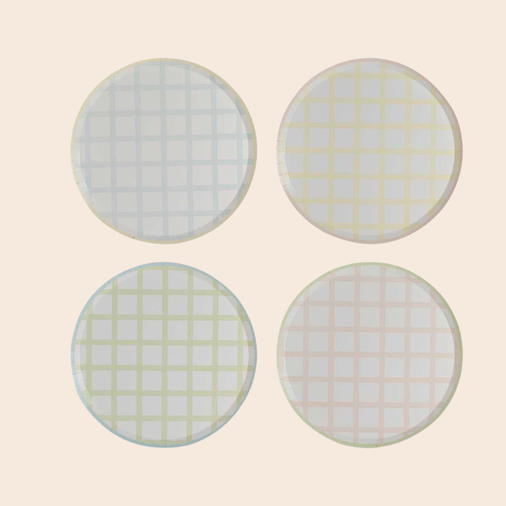 Pastel Gingham Paper Plates