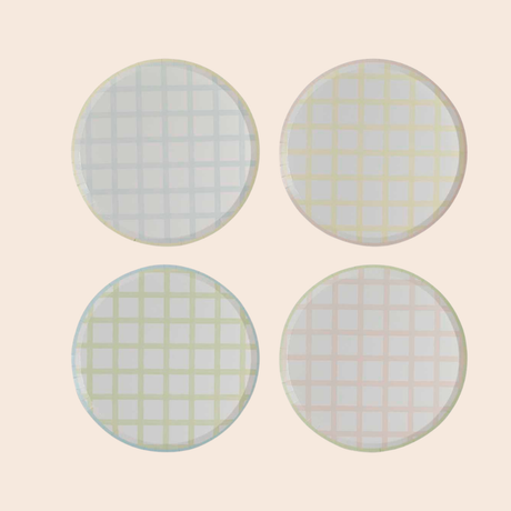 Pastel Gingham Paper Plates