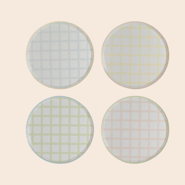 Pastel Gingham Paper Plates