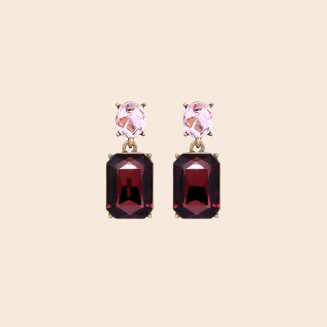 Oval Twin Gem Post Earrings