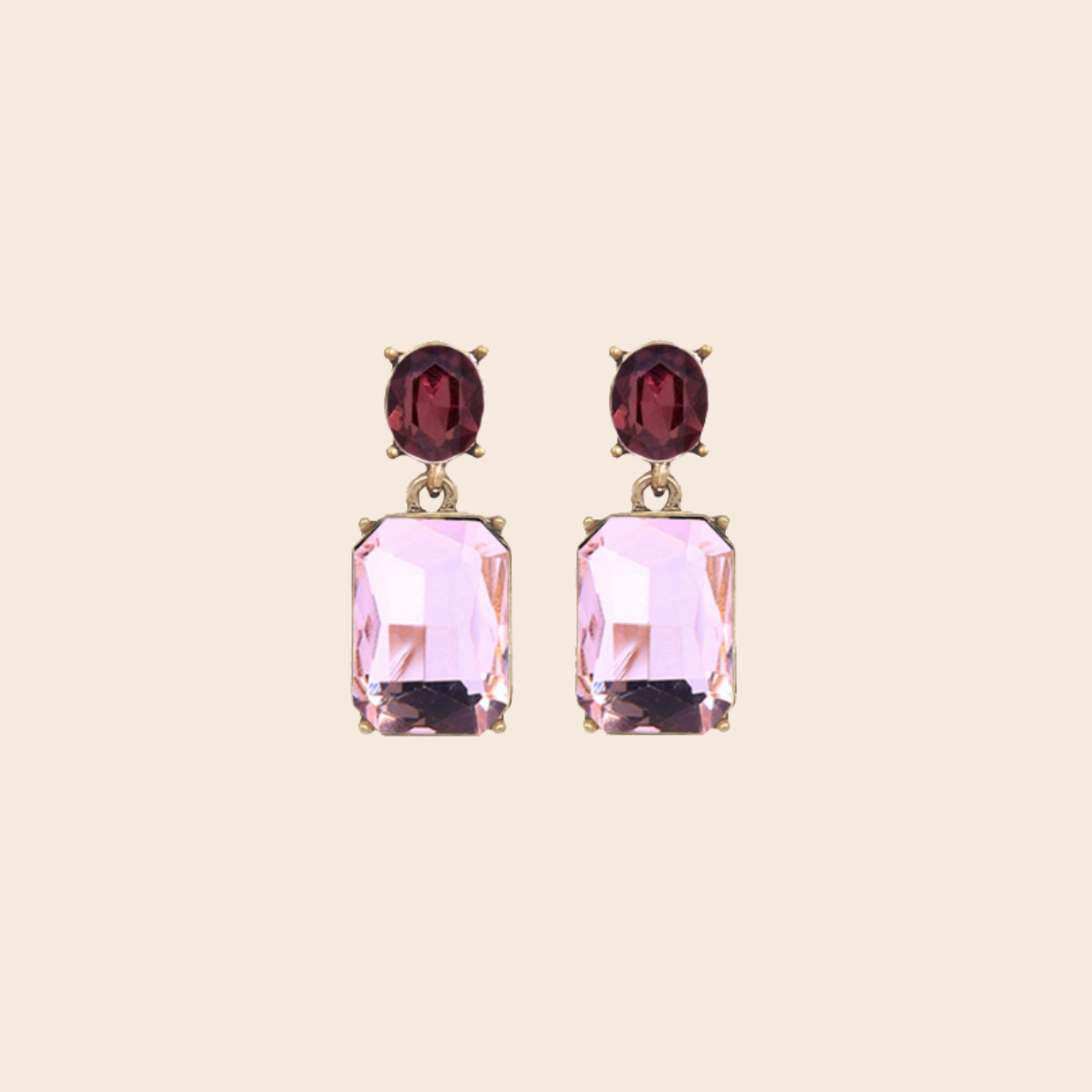 Oval Twin Gem Post Earrings