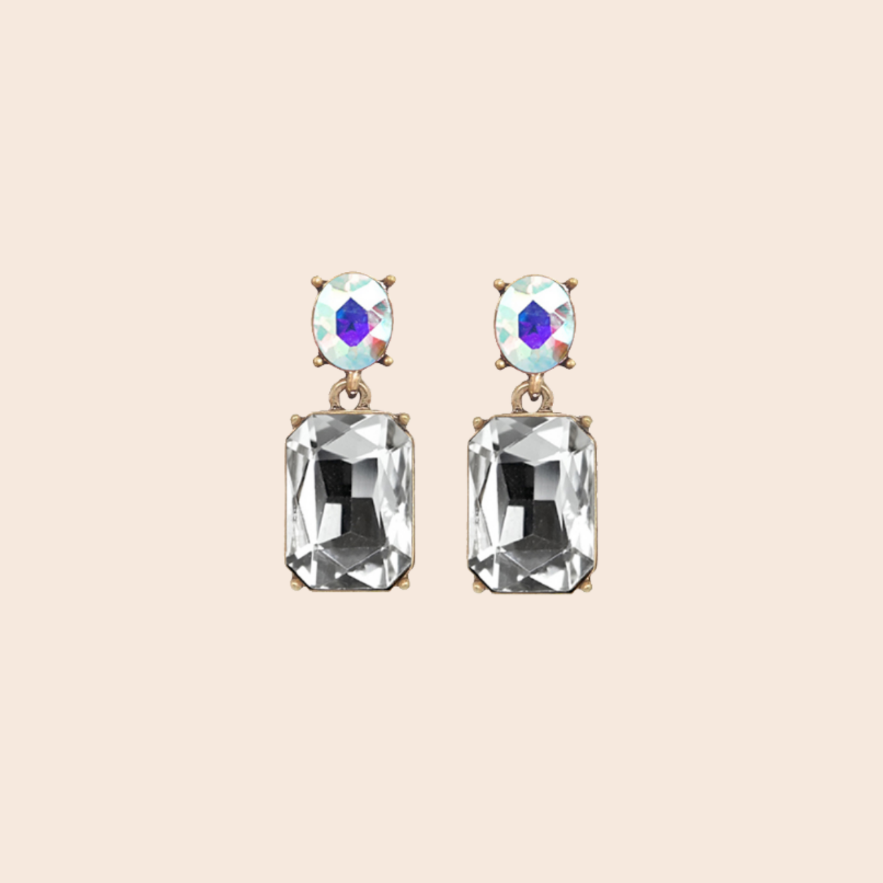 Oval Twin Gem Post Earrings