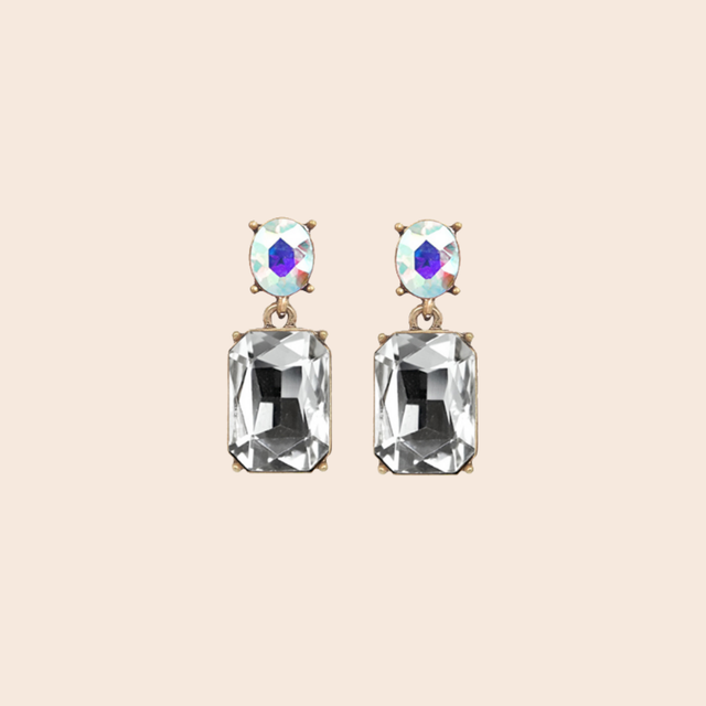 Oval Twin Gem Post Earrings