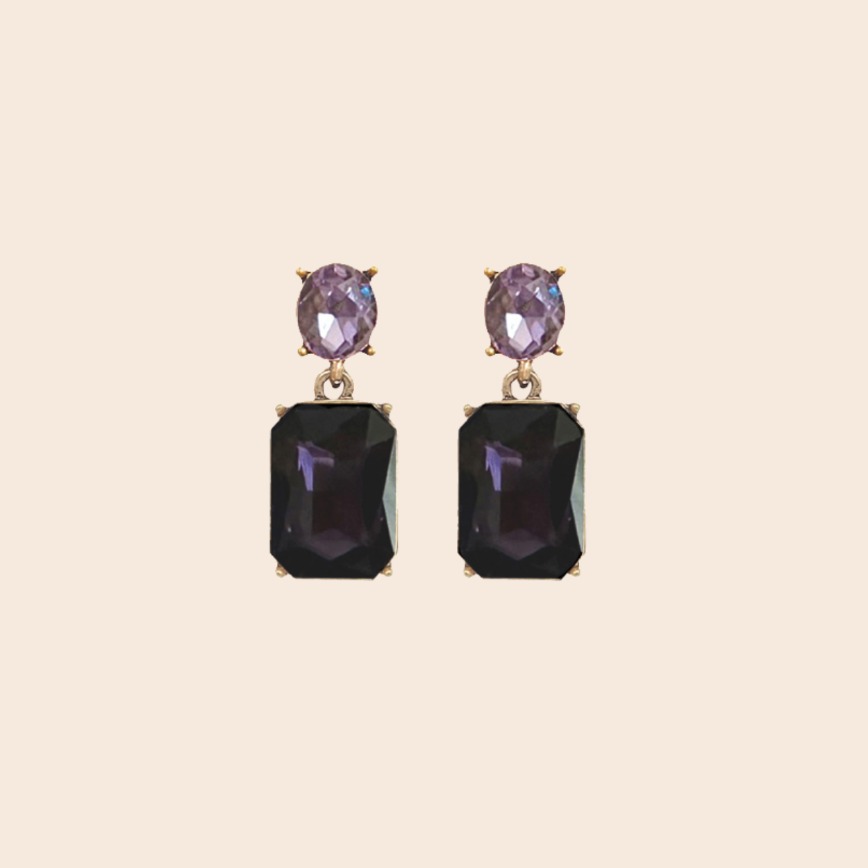 Oval Twin Gem Post Earrings