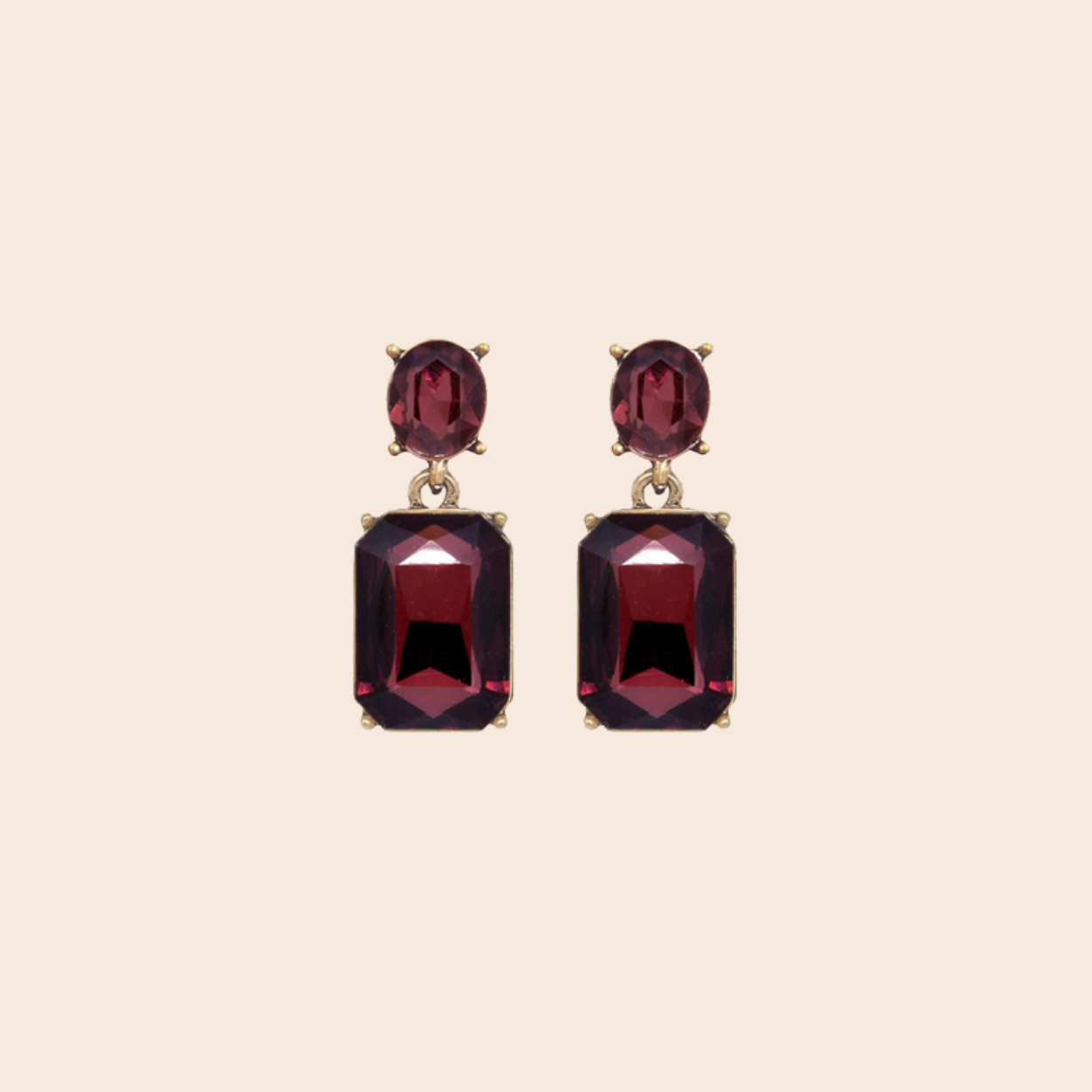 Oval Twin Gem Post Earrings