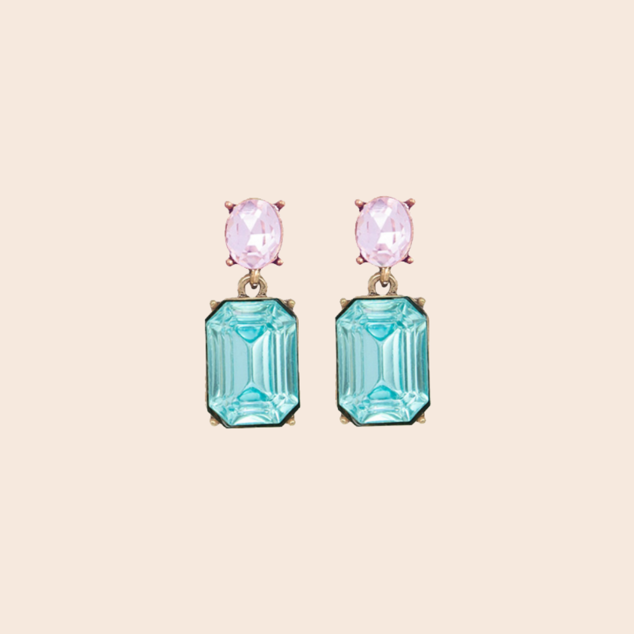 Oval Twin Gem Post Earrings