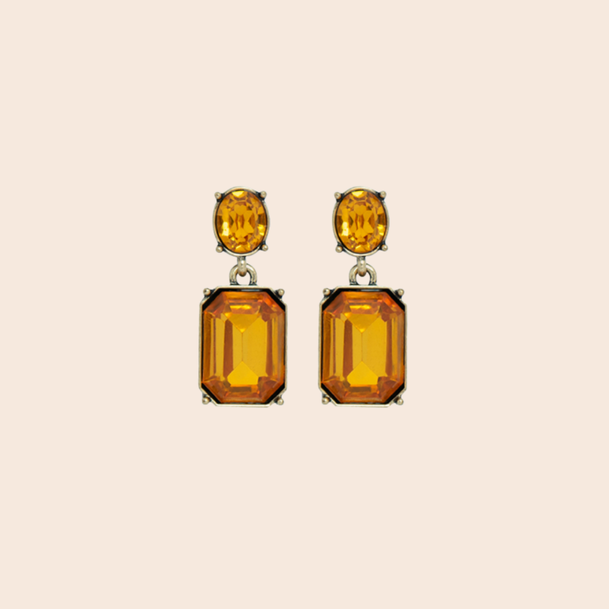 Oval Twin Gem Post Earrings
