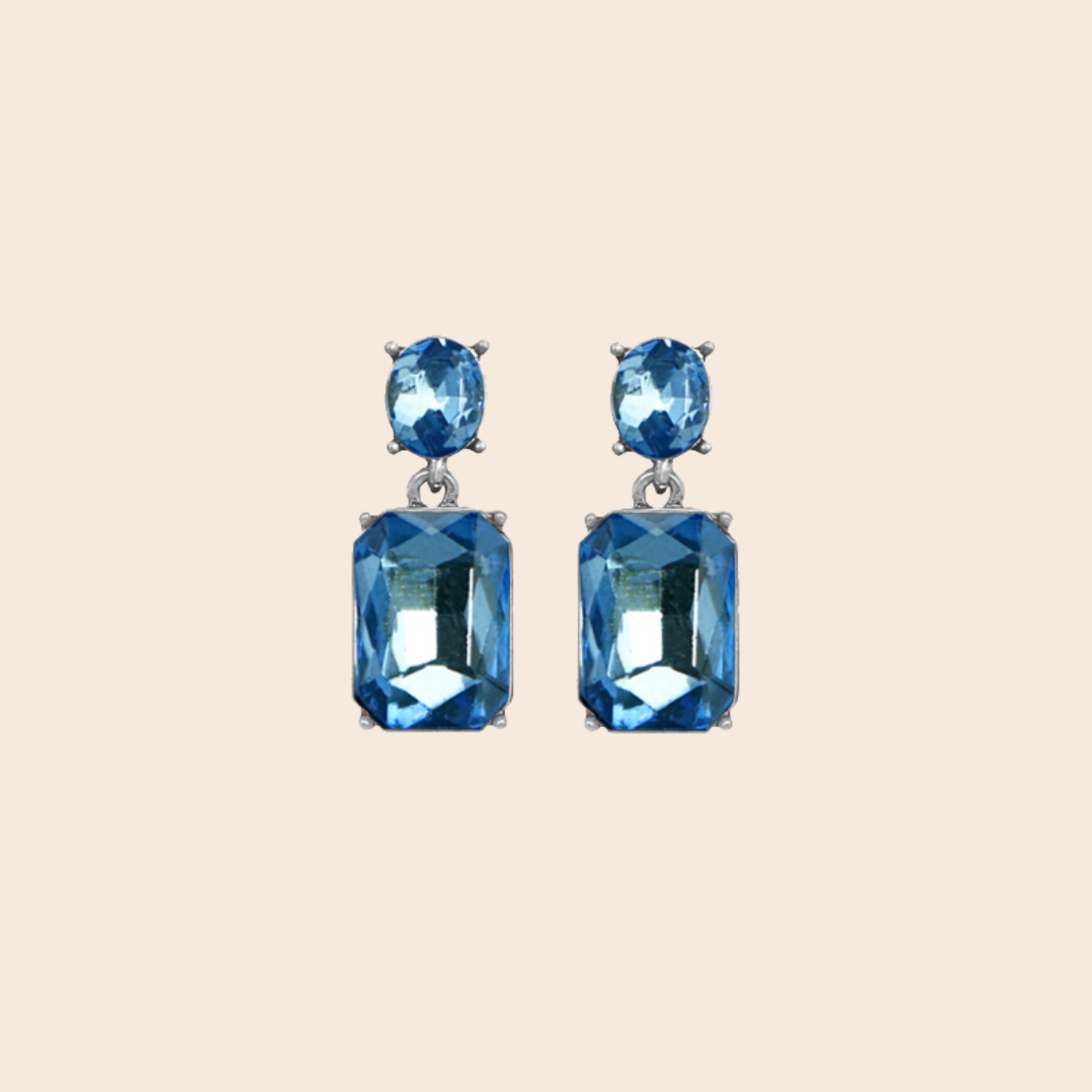 Oval Twin Gem Post Earrings