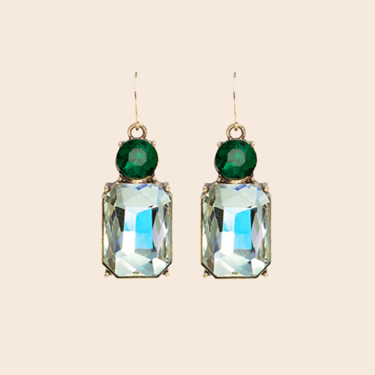 Twin Gem Dangly Earrings