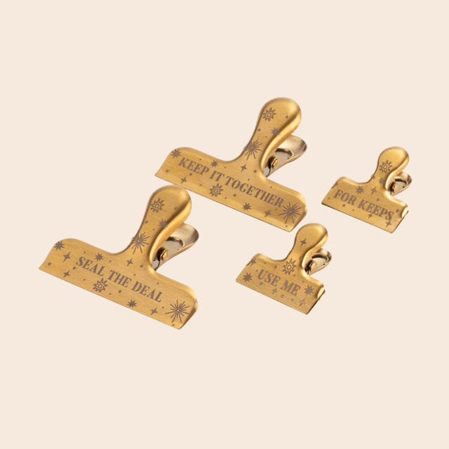Gold Slogan Bag Clips