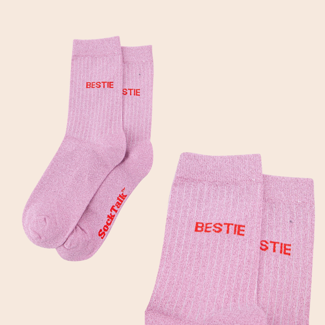 Cotton Glitter Quote Socks