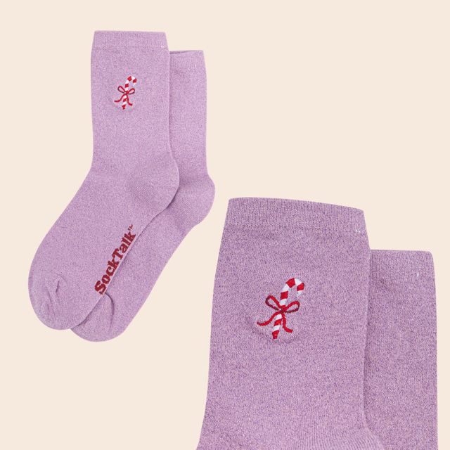 Embroidered Festive Glitter Socks