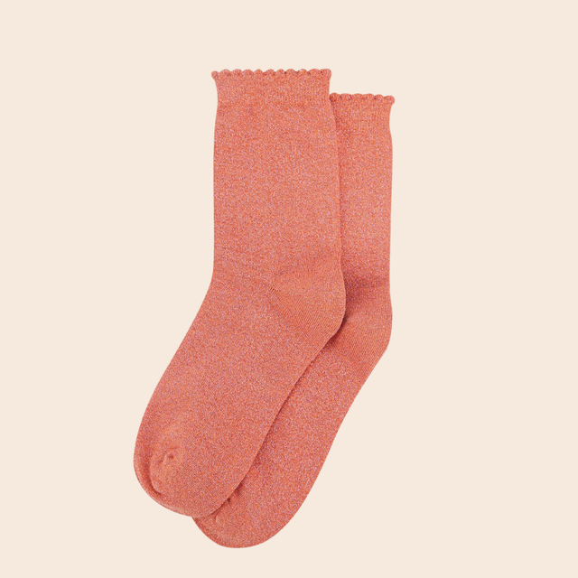 Plain Combed Cotton Glitter Socks