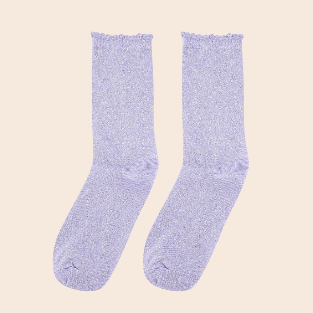 Plain Combed Cotton Glitter Socks