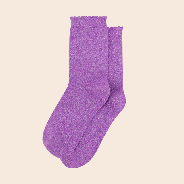 Plain Combed Cotton Glitter Socks