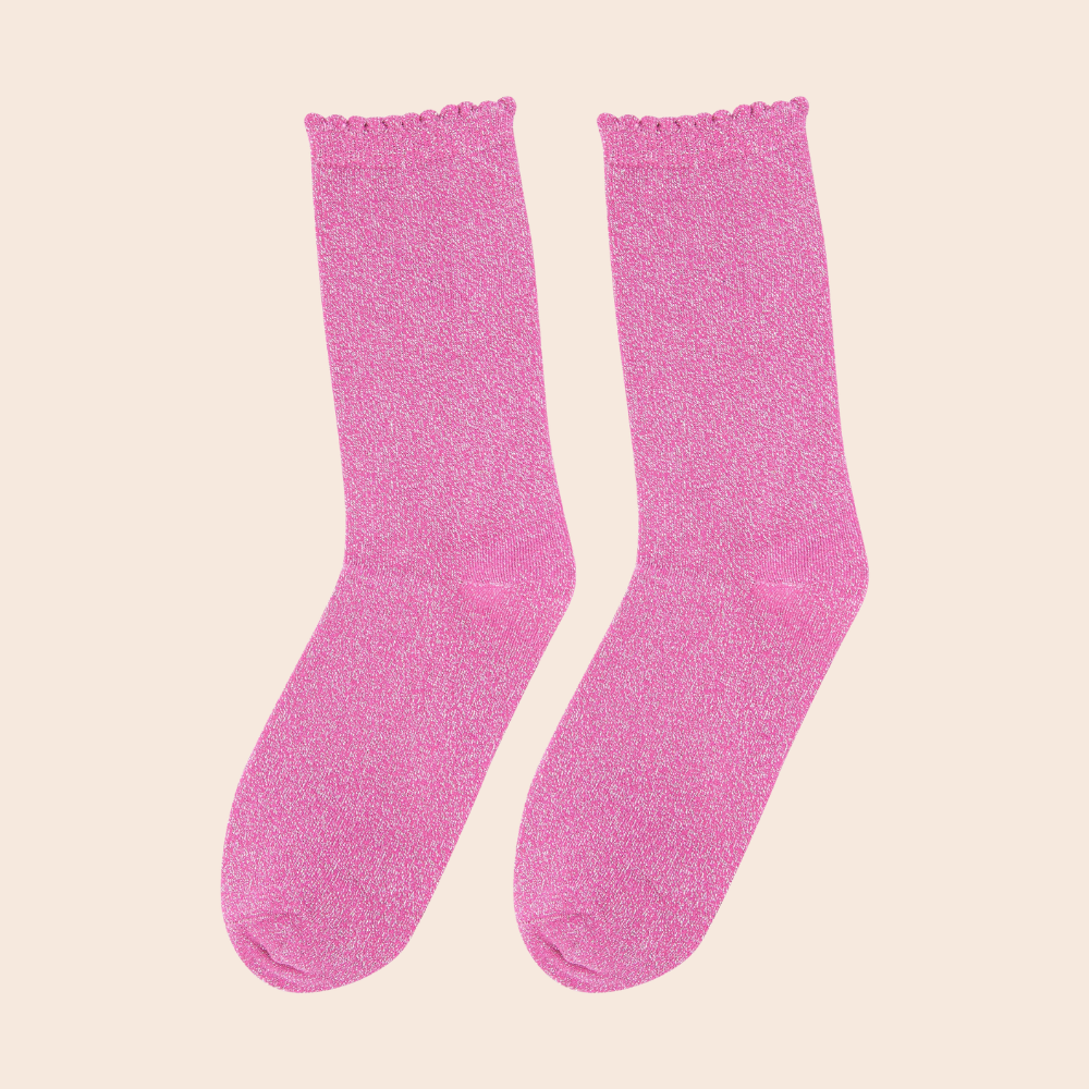 Plain Combed Cotton Glitter Socks