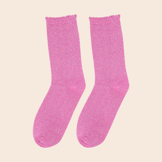 Plain Combed Cotton Glitter Socks